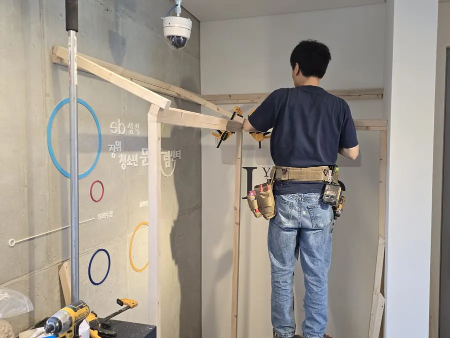 부천 스마트팜 신규설치 설치 전 목재 프레임 시공